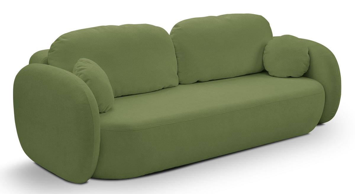 SCHLAFSOFA LIO, Sofa mit Schlaffunktion und Bettkasten, Farbe: Grün, Velourstoff - Grün, Textil (238/86/101cm) - Sepro Meble
