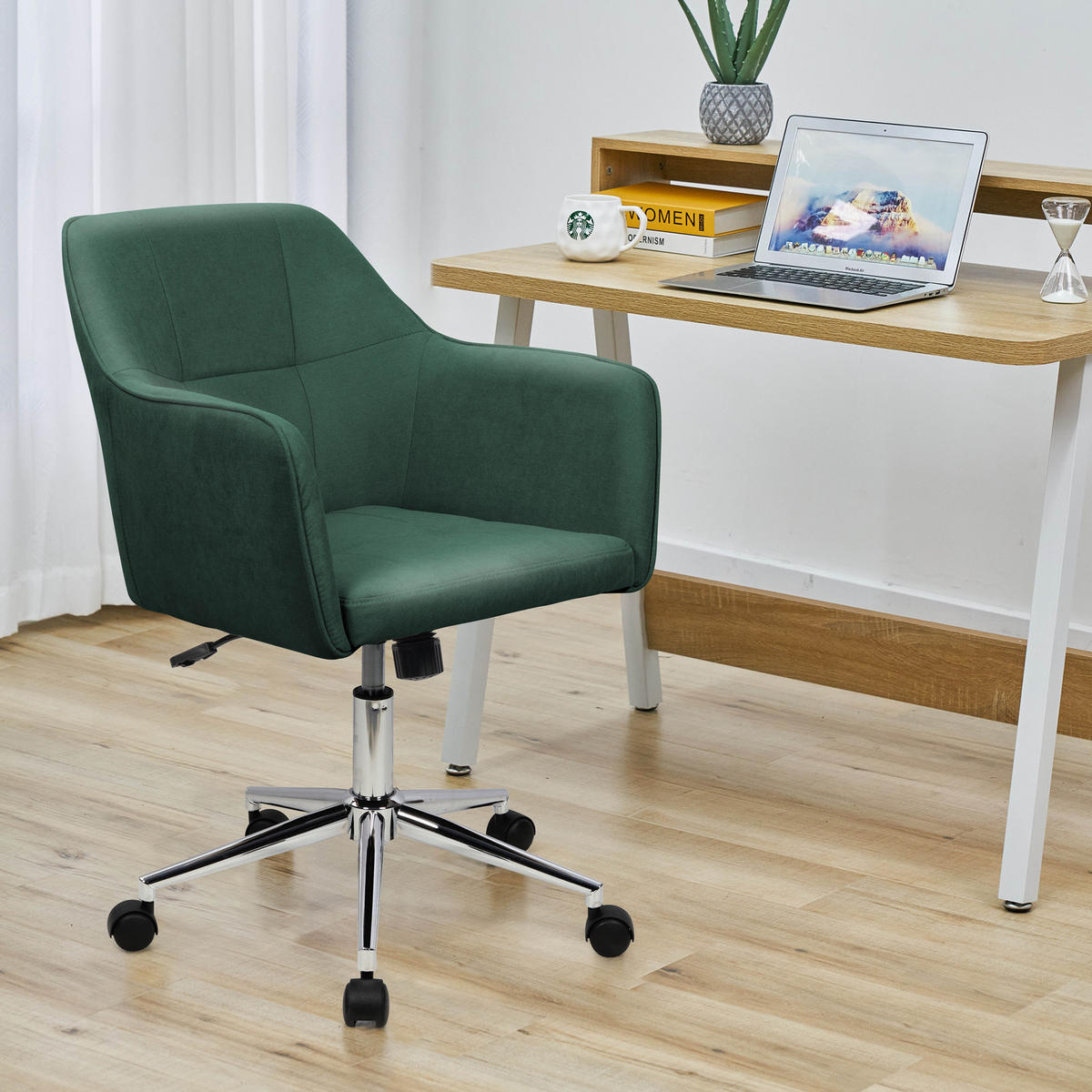 DREHSTUHL JAKE Stoffbezug dunkelgrün - Grün, Textil (61/95/57cm) - SVITA