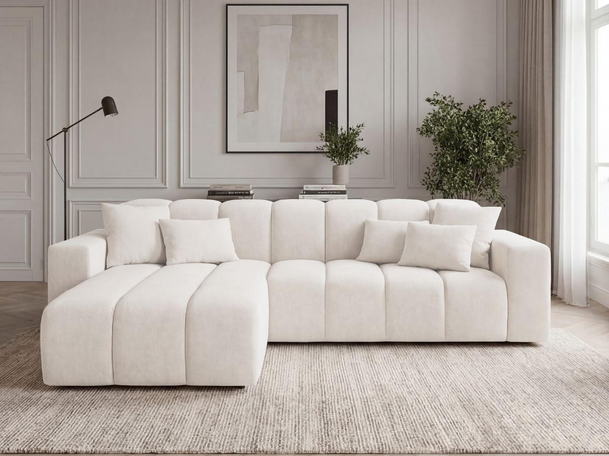 ECKSOFA Nork Creme Links - Creme, Holz/Textil (180/265cm) - Graingold
