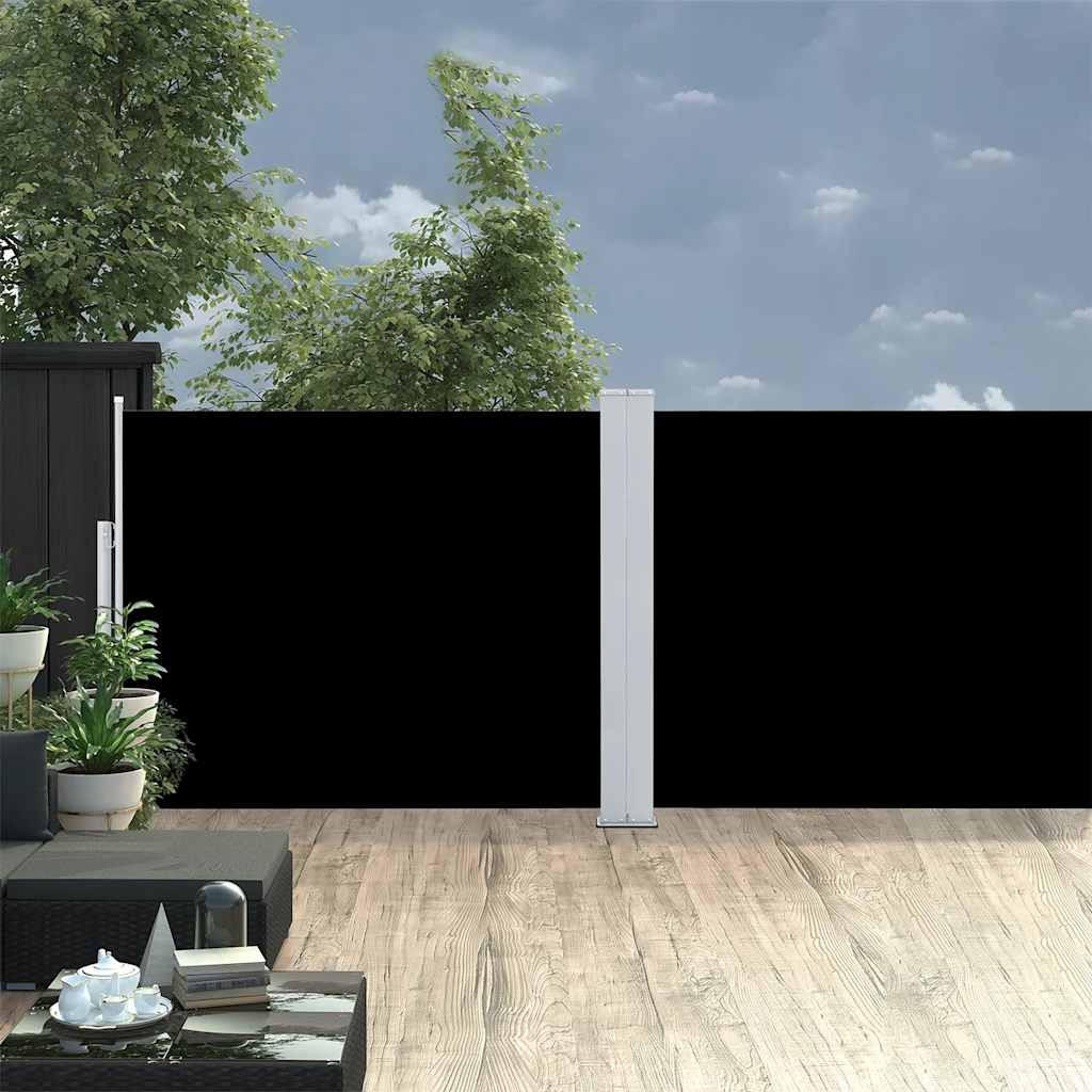 AUSZIEHBARE Seitenmarkise 140x1200 cm Schwarz - Schwarz, Textil (140/140/1200cm) - furnicato