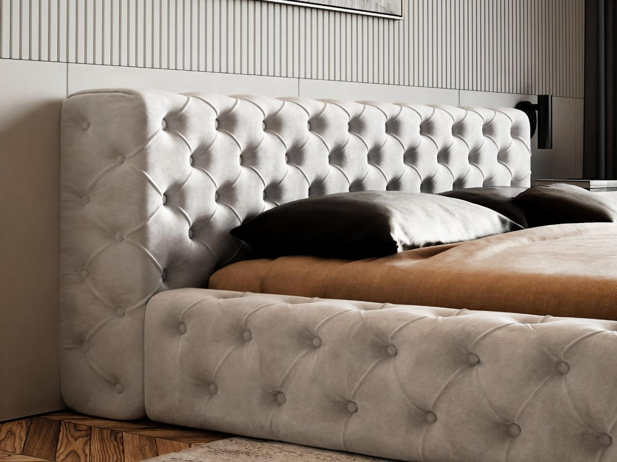POLSTERBETT Palini 160x200 Hellgrau - Hellgrau, Textil (160/200cm) - Graingold