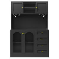 BUFFETSCHRANK Kombi Schwarz 120/40/188 cm - Schwarz, Holz (120/188/40cm) - PANGIVO