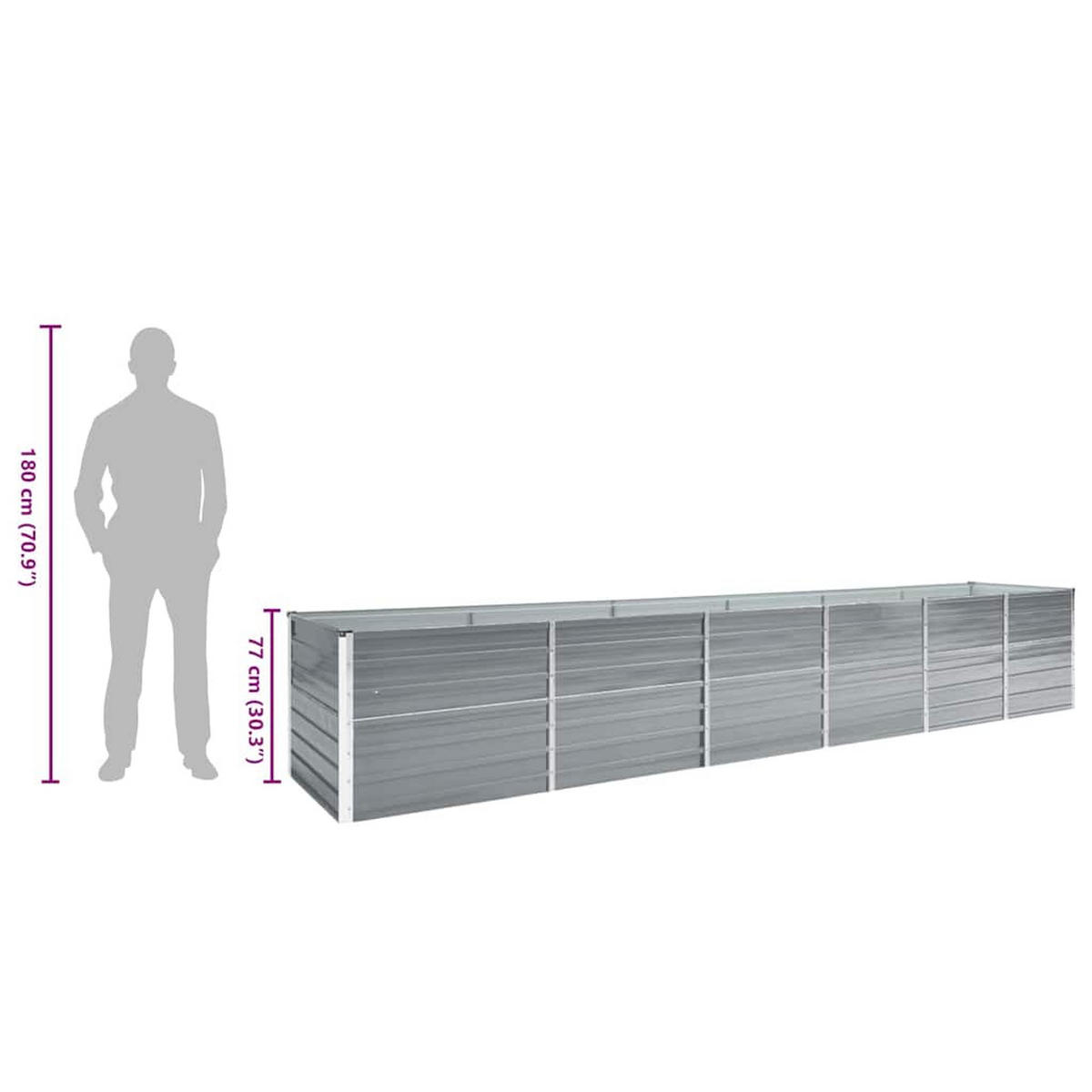 HOCHBEET 480/80/77 cm, aus Verzinkter Stahl, Grau - Grau, Metall (80/77/480cm) - vidaXL