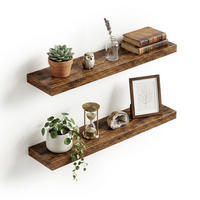 WANDREGAL Vintagebraun schwebend 2er-Set 80x20 cm - Braun, Holzwerkstoff/Metall (80/4/20cm) - Relaxdays