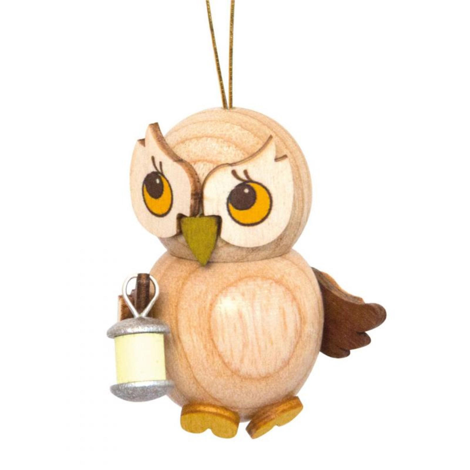 HOLZFIGUR Eulenkind mit Lampion 4 cm - Multicolor, Holz (3/4/3cm)