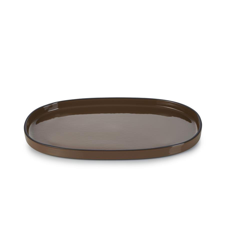 SERVIERTELLER CARACTERE 35,5 cm Tonka - Dunkelbraun, Keramik (21.8/2.5/35.5cm) - Revol Porcelaine France