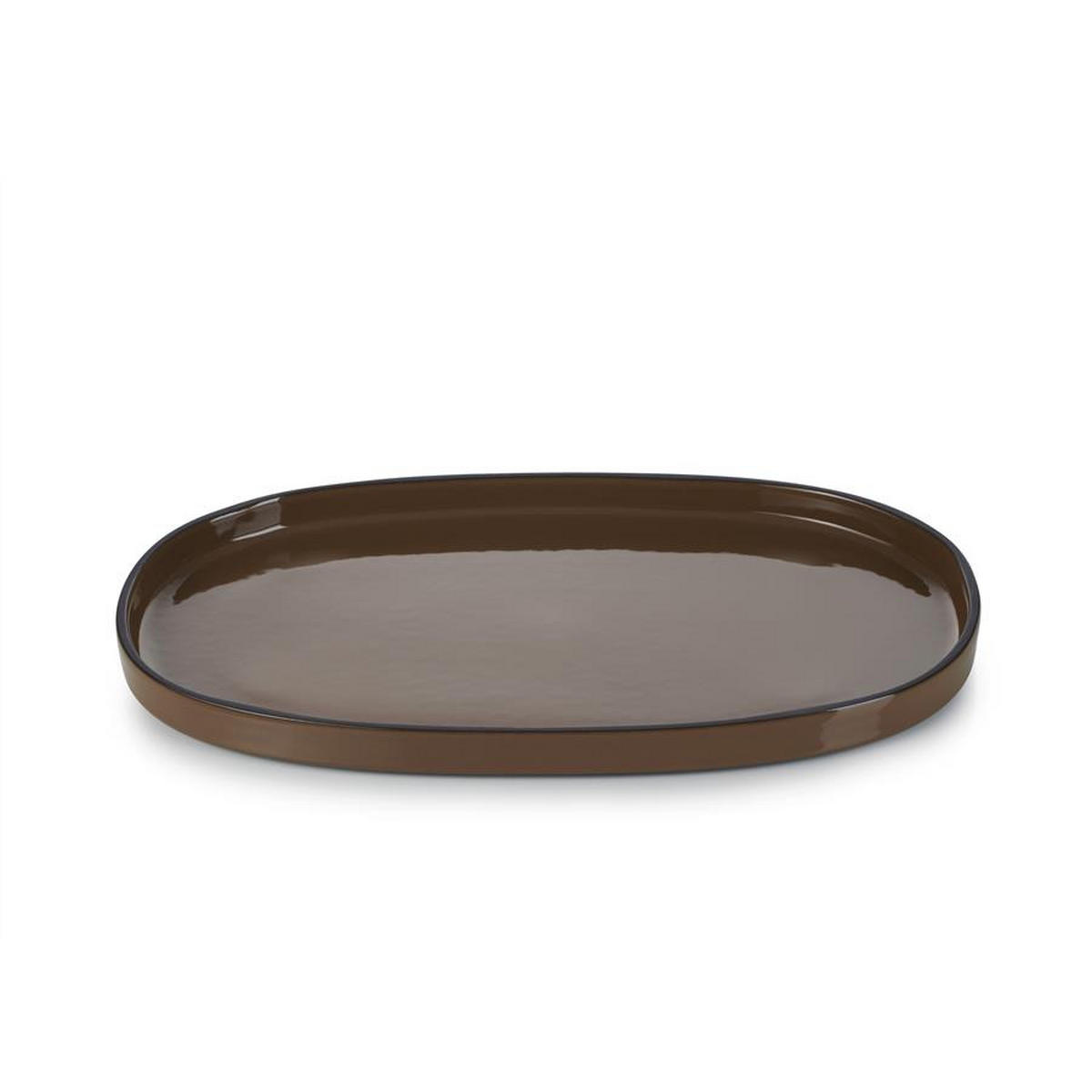 SERVIERTELLER CARACTERE 35,5 cm Tonka - Dunkelbraun, Keramik (21.8/2.5/35.5cm) - Revol Porcelaine France
