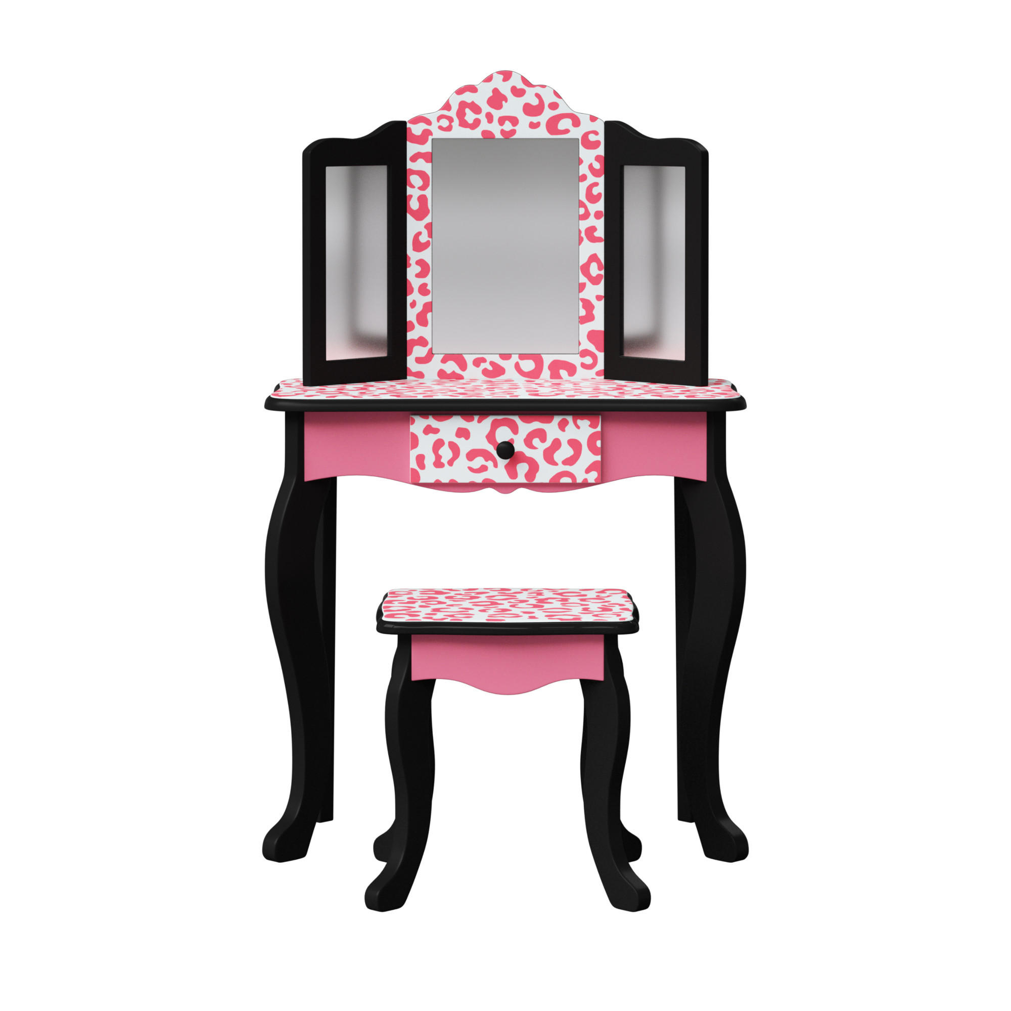 KINDER-SCHMINKTISCH mit Spiegel und Hocker, Rosa, 100cm - Pink, Holzwerkstoff (30/100/60cm) - Teamson Kids