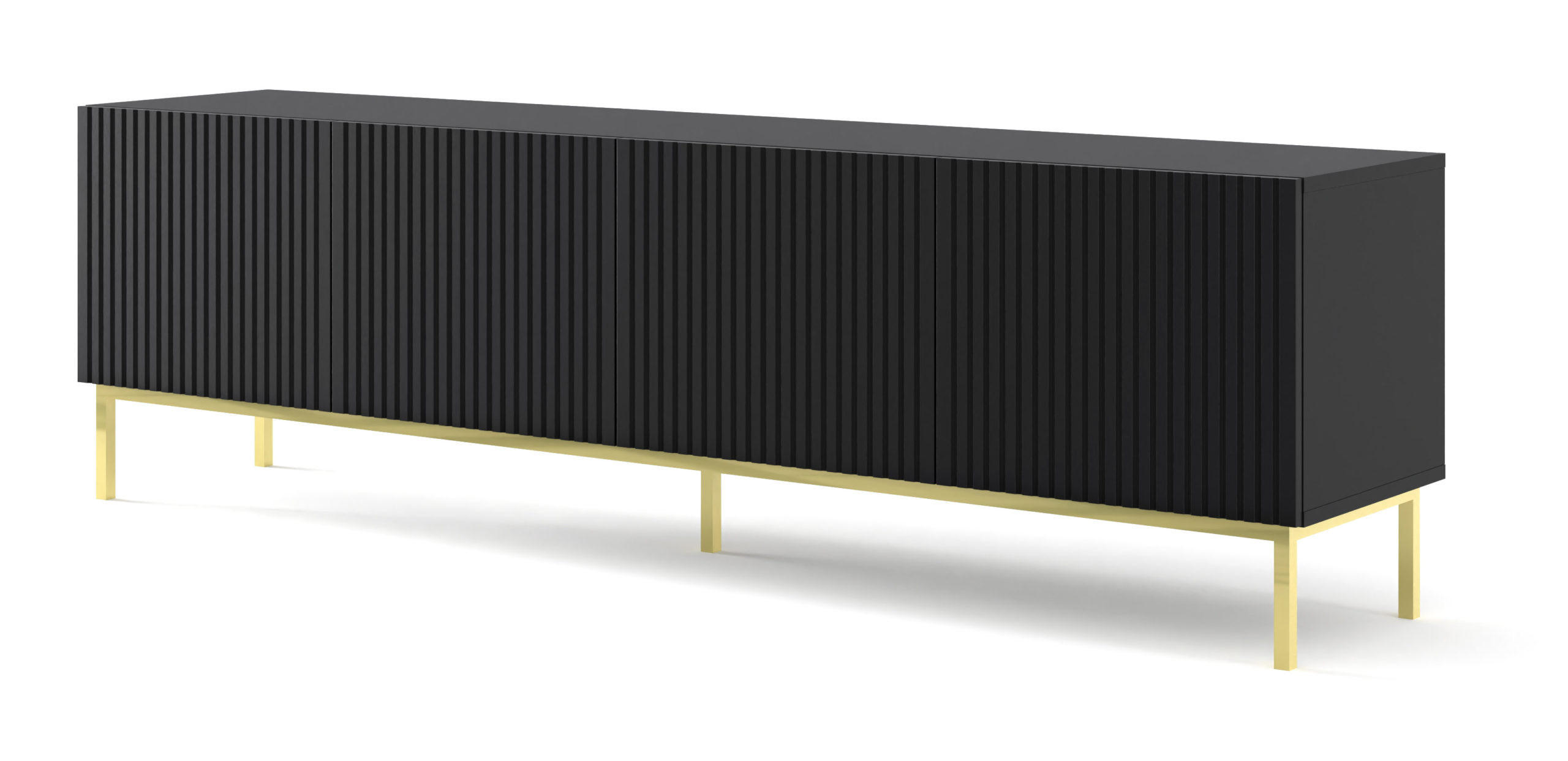 TV LOWBOARD Schwarz, Schwarz, Gold 200/58/42 - Goldfarben/Schwarz, Holzwerkstoff (200/58/42cm) - RAUMHIRSCH FURNITURE