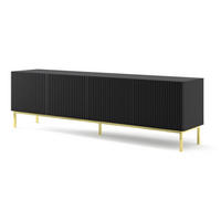 TV LOWBOARD Schwarz, Schwarz, Gold 200/58/42 - Goldfarben/Schwarz, Holzwerkstoff (200/58/42cm) - RAUMHIRSCH FURNITURE