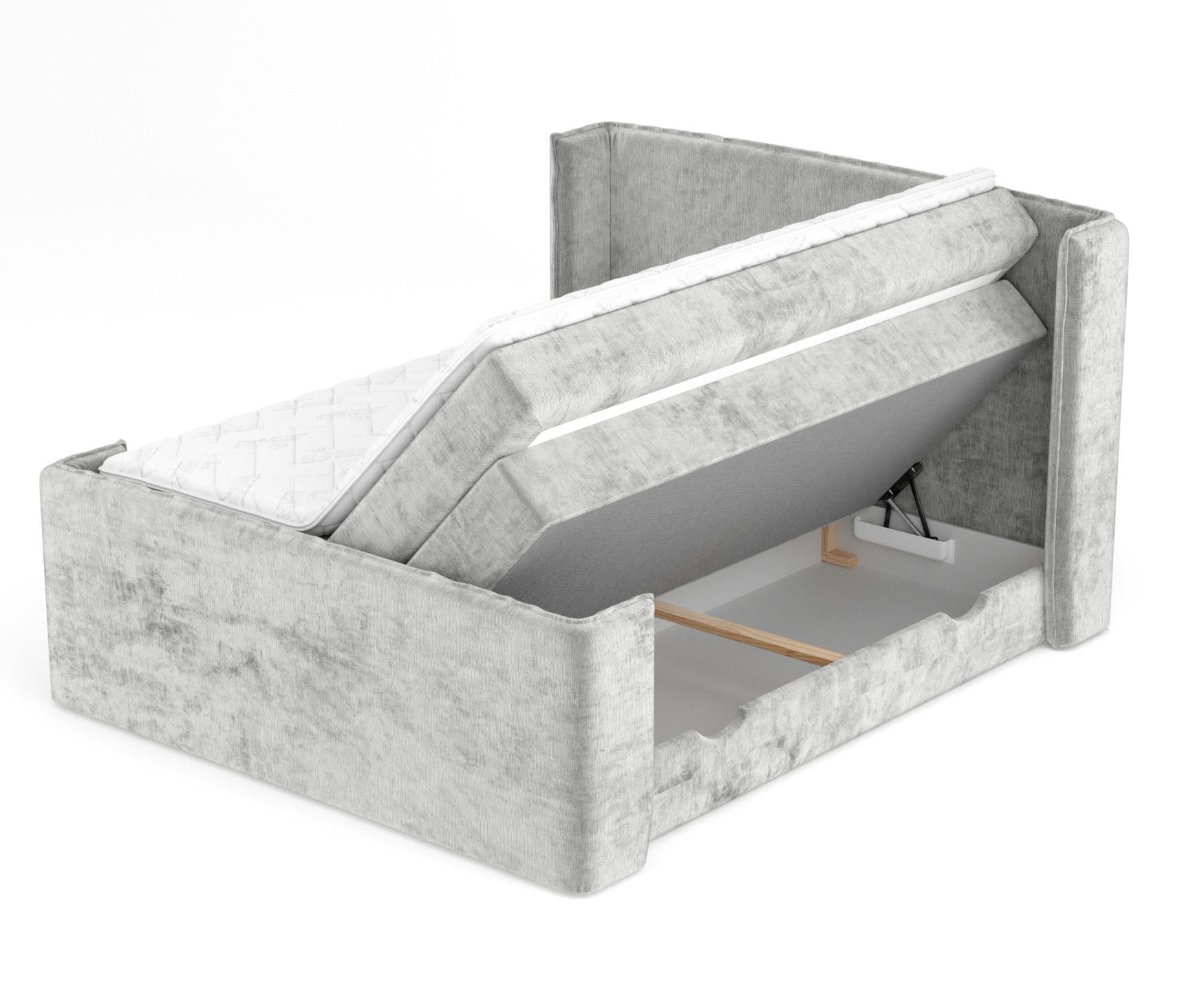 BOXSPRINGBETT Freeland Hellgrau 160/200 cm mit Matratze und Topper - Hellgrau/Schwarz, Holz/Holzwerkstoff (160/200cm) - Maison de Reve