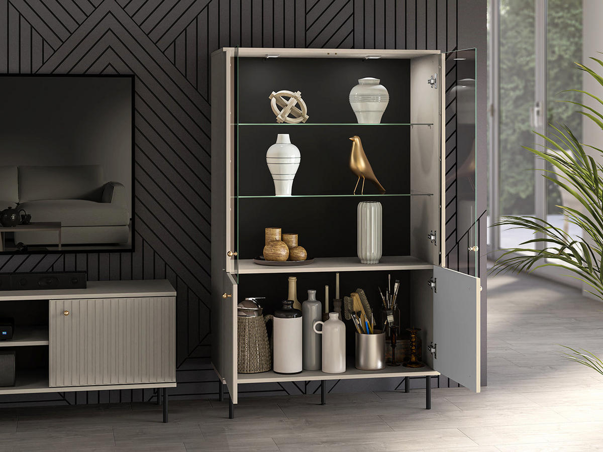 VITRINE – 92 cm – Sophie – Kaschmir - Kaschmir, Holzwerkstoff (92/151/40cm) - hi-markt