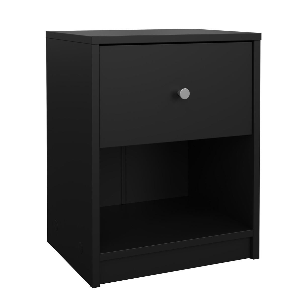50. NACHTTISCH mit 1 Schublade und 1 Fach lise 37,9/30,1/48,4 cm - Schwarz, Holzwerkstoff (30.1/48.4/37.9cm) - Calicosy