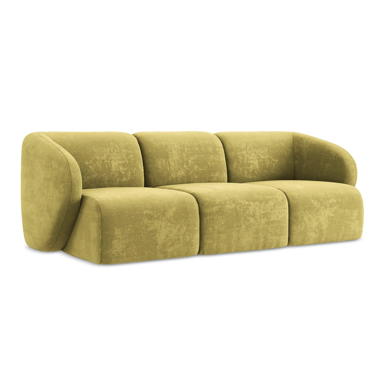 3-SITZER SOFA Chenille Stoff Grün - Limette/Schwarz, Holzwerkstoff/Kunststoff (244/75/94cm) - LaMiaSofa