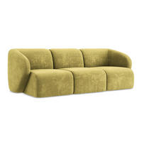 3-SITZER SOFA Chenille Stoff Grün - Limette/Schwarz, Holzwerkstoff/Kunststoff (244/75/94cm) - LaMiaSofa