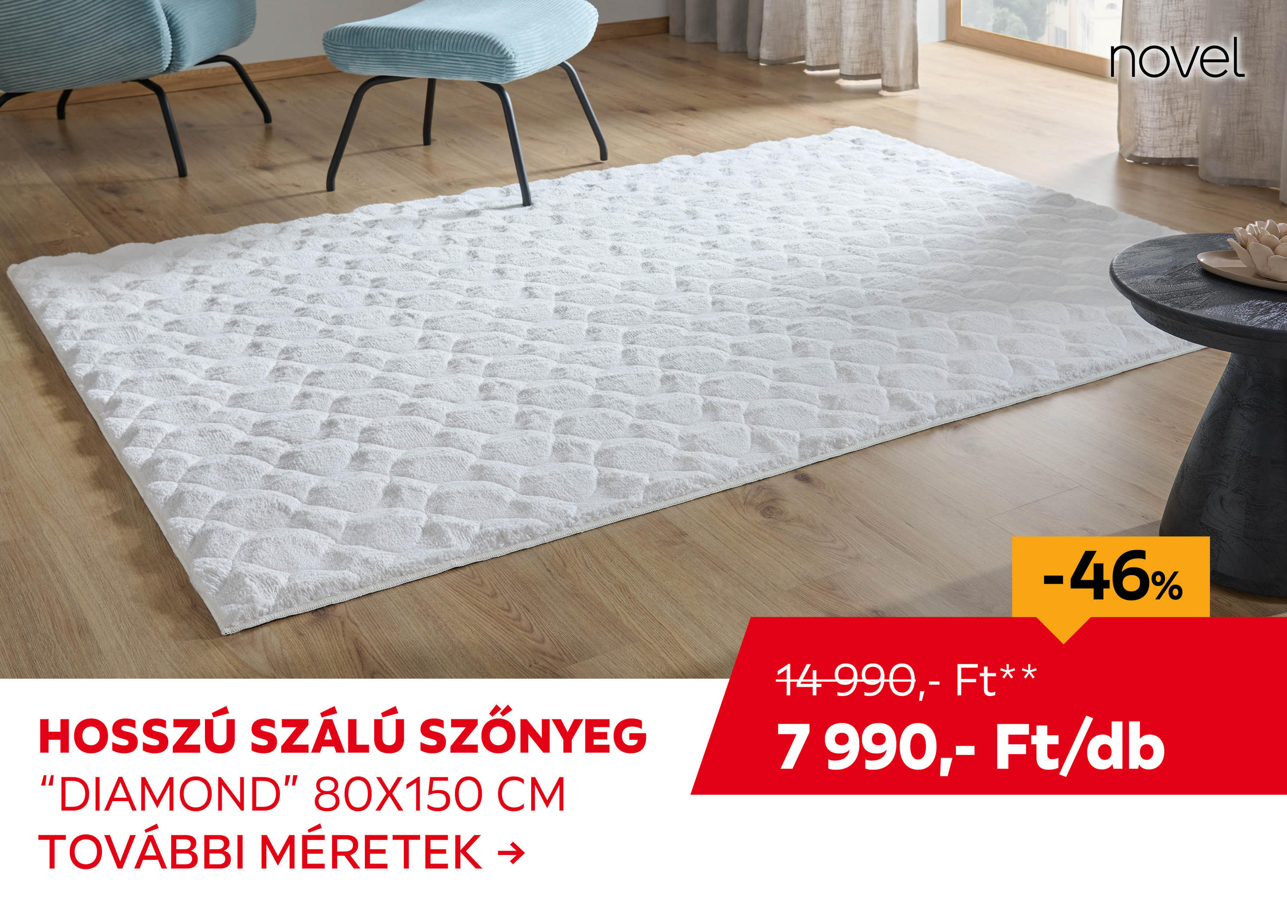 HOSSZÚ SZÁLÚ SZŐNYEG "VELVET" 80 X 150 CM Kiemelt termék 14990 Ft.- helyett 7990 Ft.-