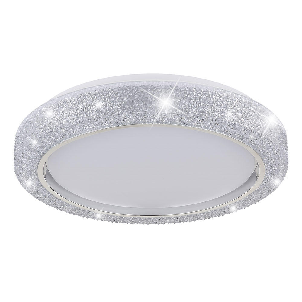 LED DECKENLEUCHTE Metall Silber Kristalloptik - Silberfarben, Metall (40/40/8cm) - Globo Lighting