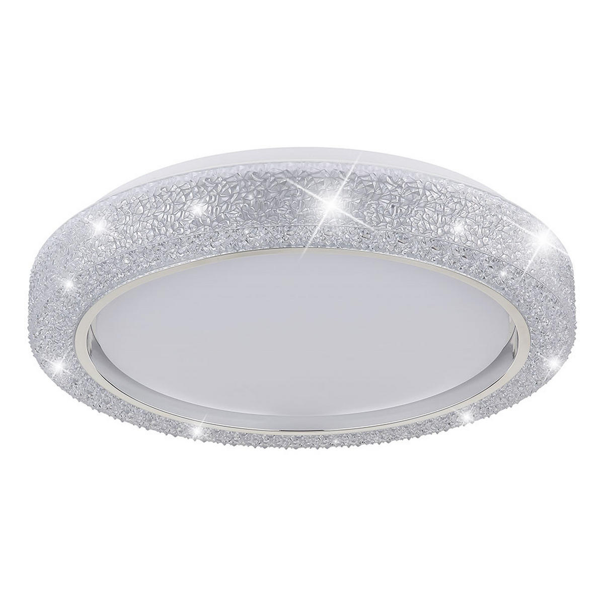 LED DECKENLEUCHTE Metall Silber Kristalloptik - Silberfarben, Metall (40/40/8cm) - Globo Lighting