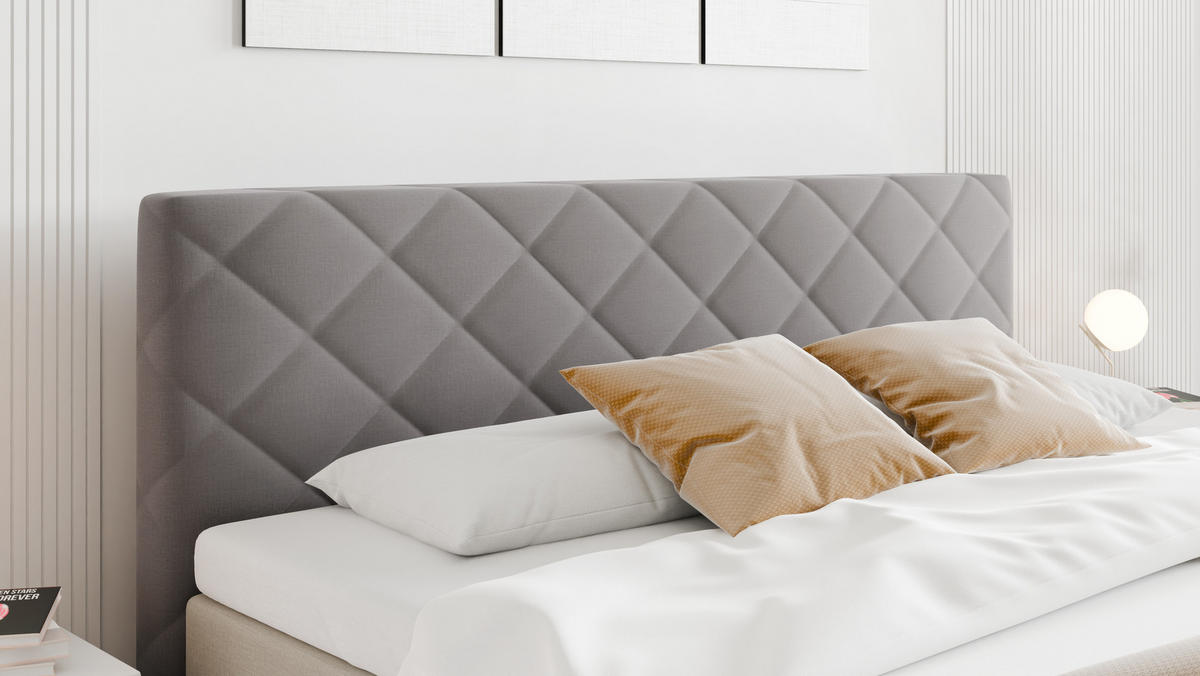 BOXBETT Diamaro 180x200 cm mit Bettkasten und Topper - Dunkelgrau - Grau, Holz (180/200cm) - Panda Möbel