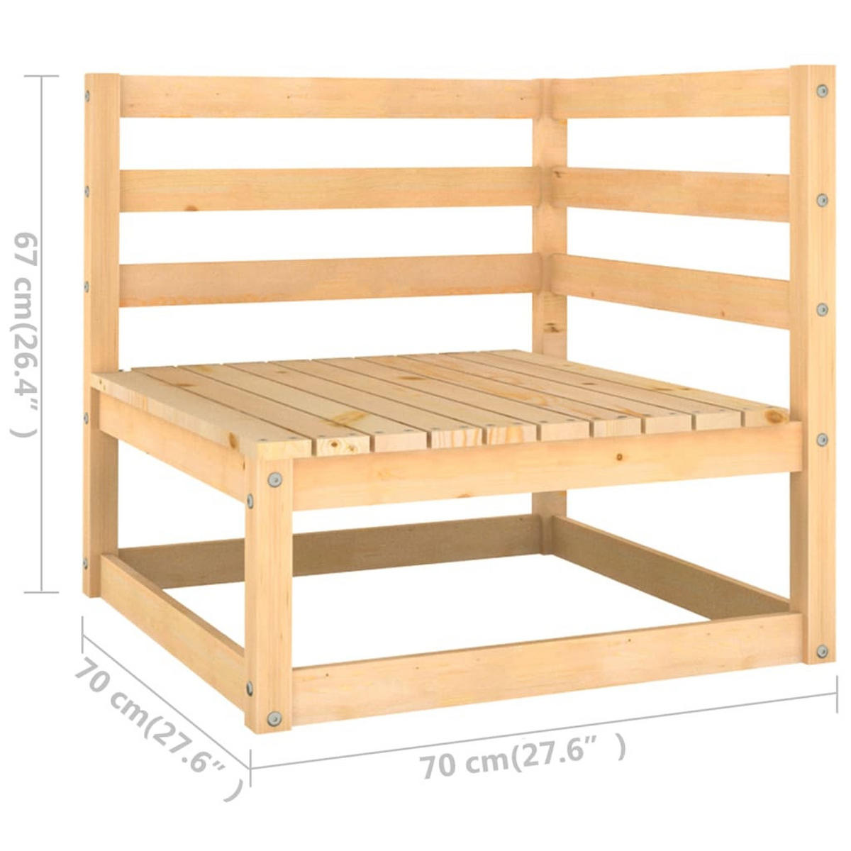 GARTENSOFA WYZEJ 70/67/70 cm （2-SITZER） - Anthrazit, Holz (70/67/70cm) - ZMH