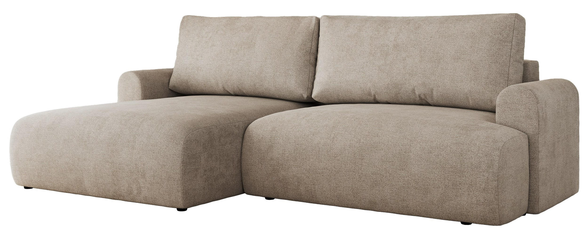ECKSCHLAFSOFA TONO L Beige Struktur - links - Beige/Schwarz, Kunststoff/Textil (260/150cm) - MKS