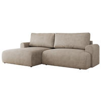 ECKSCHLAFSOFA TONO L Beige Struktur - links - Beige/Schwarz, Kunststoff/Textil (260/150cm) - MKS