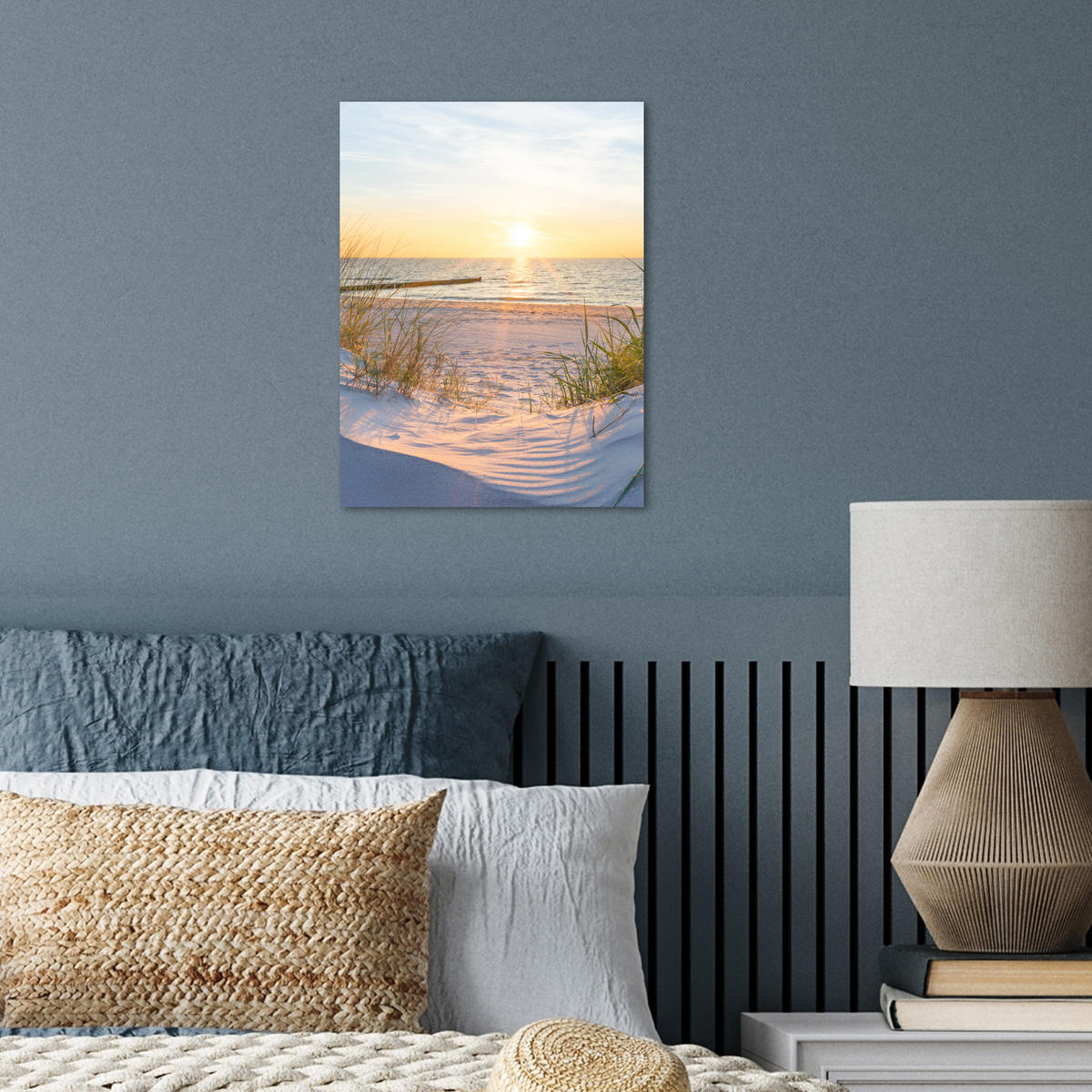 POSTER Strand - Sonne - Düne - Gras - Sand - Horizont 30x40 cm - Hellblau, Papier (30/40/0.1cm) - MuchoWow