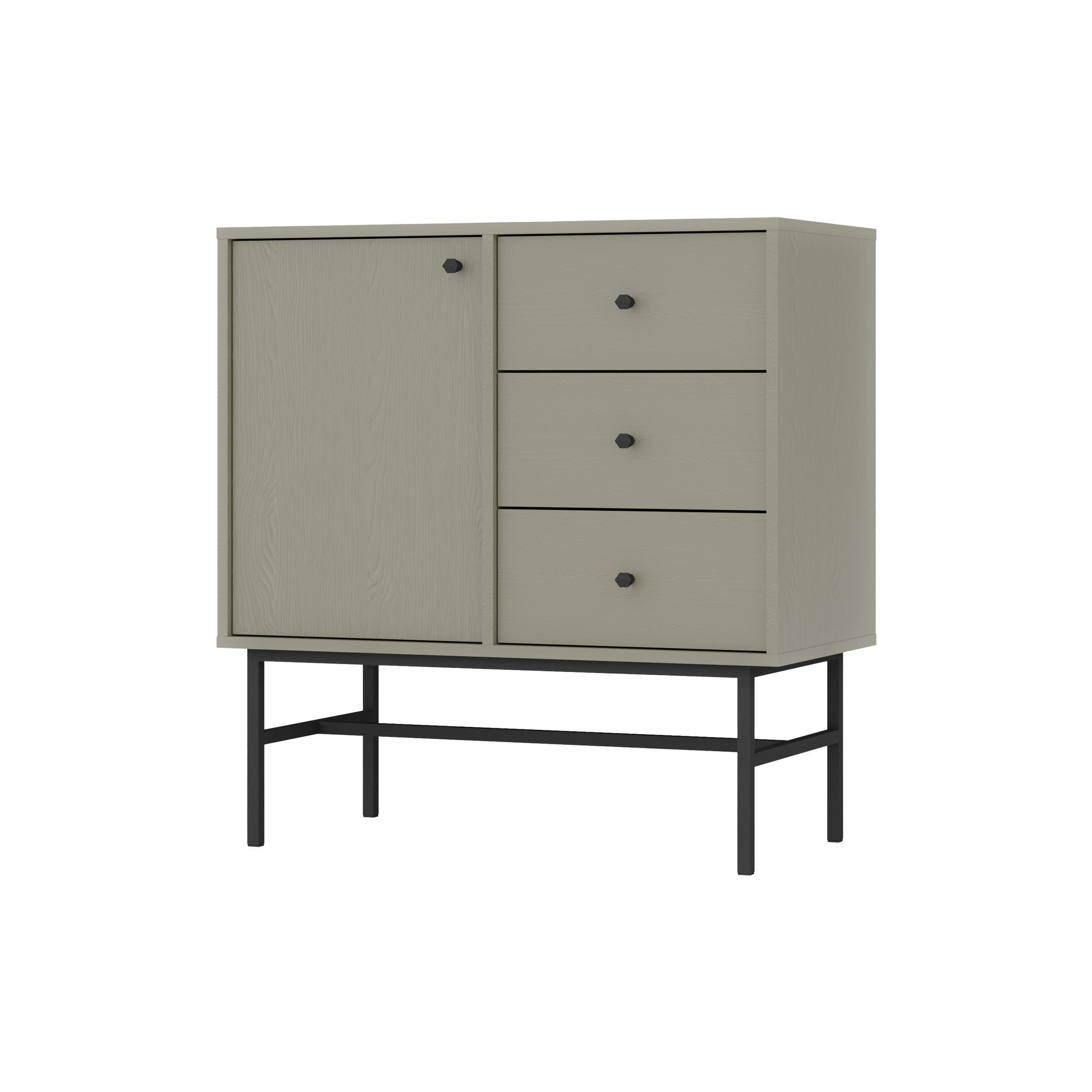 KOMMODE TORINO 84/86/41 cm mit 3 Schubladen 1 Türen Hellgrün - Hellgrün, Holzwerkstoff (84/86/41cm) - MASSENO