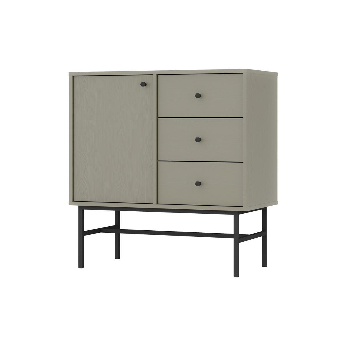 KOMMODE TORINO 84/86/41 cm mit 3 Schubladen 1 Türen Hellgrün - Hellgrün, Holzwerkstoff (84/86/41cm) - MASSENO
