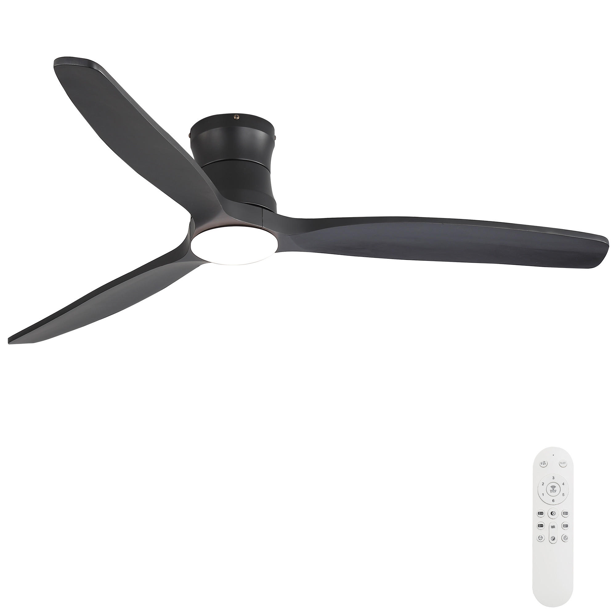 DECKENVENTILATOR DE-16209 132 cm Flachmontage mit 3 Massivholzflügeln - Schwarz, Holz/Metall (132.08/132.08/28.5cm) - ComfortXL