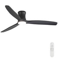DECKENVENTILATOR DE-16209 132 cm Flachmontage mit 3 Massivholzflügeln - Schwarz, Holz/Metall (132.08/132.08/28.5cm) - ComfortXL