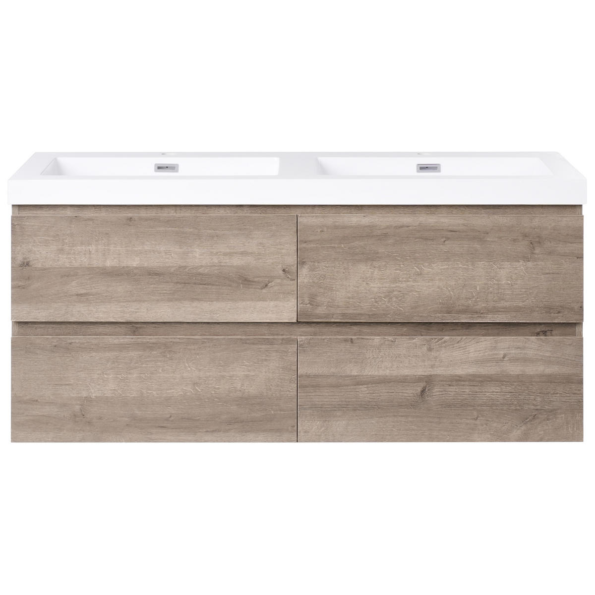 DULAP SUB LAVOAR montat pe perete cu lavoar dublu taupe Viedma - taupe, compozit lemnos (120/52/46cm) - Beliani