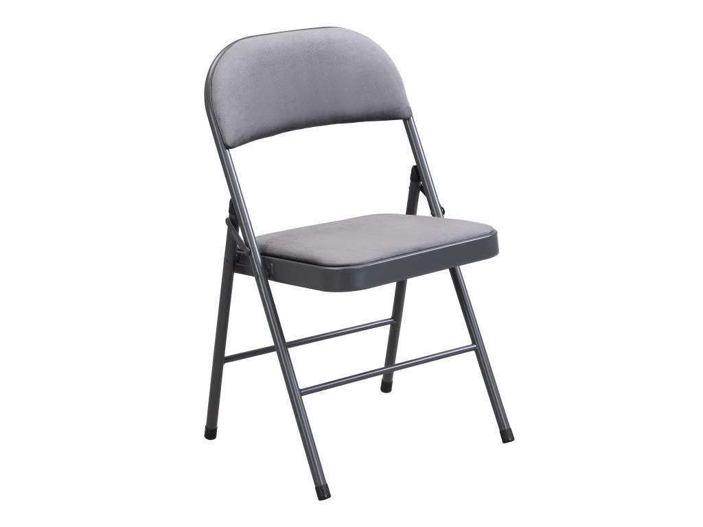 KLAPPSTUHL 6er-Set - Samt & Metall - Grau - ORTENSIA - Grau, Textil (49/79/46cm) - Vente-Unique