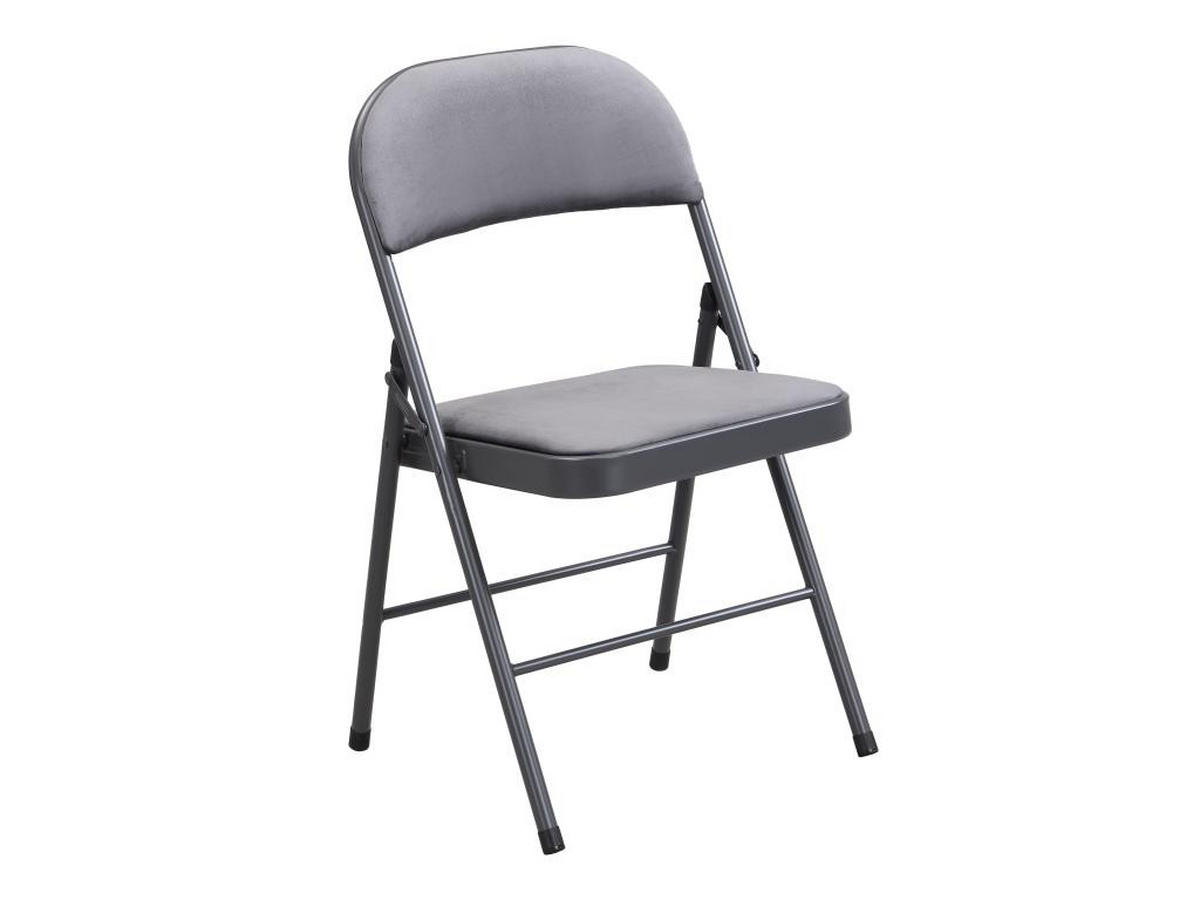 KLAPPSTUHL 2er-Set - Samt & Metall - Grau - ORTENSIA - Grau, Textil (49/79/46cm) - Vente-Unique