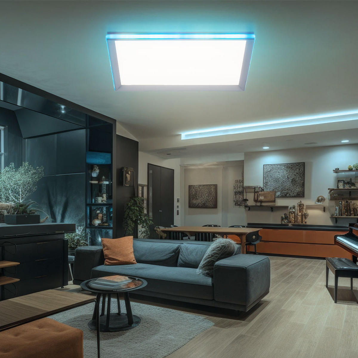 LED DECKENLEUCHTE Weiß mit Fernbedienung - Weiß, Metall (45/45/6.5cm)