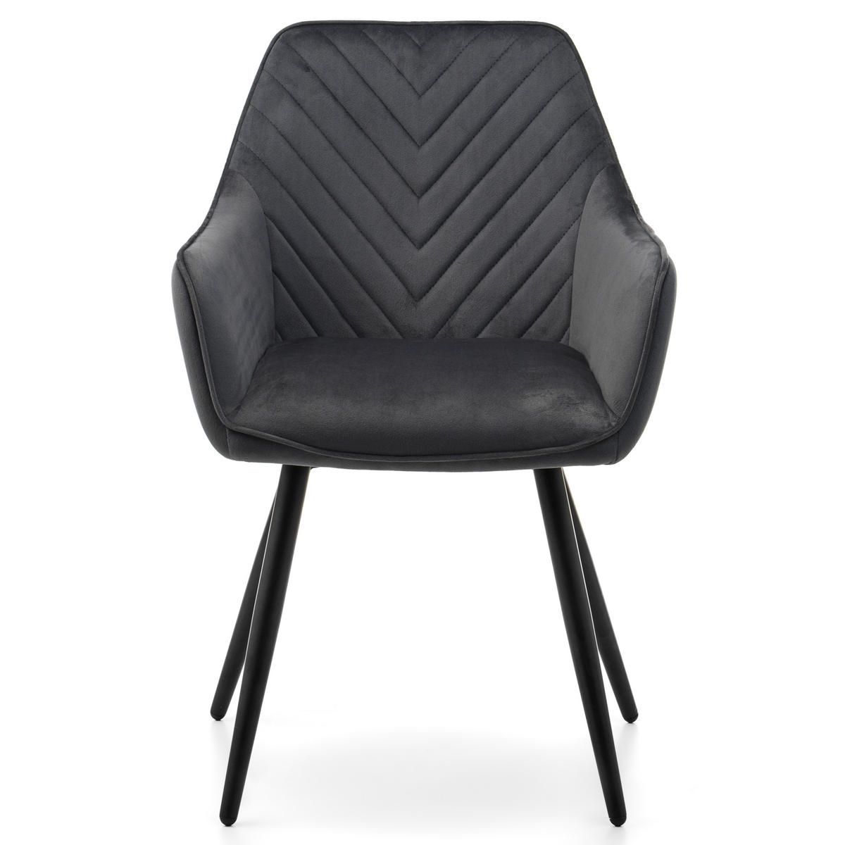STUHL VASTO gepolstert mit Steppung - grau - Samt Velours - Schwarz/Grau, Textil/Metall (58/87/60cm) - NEW HOME
