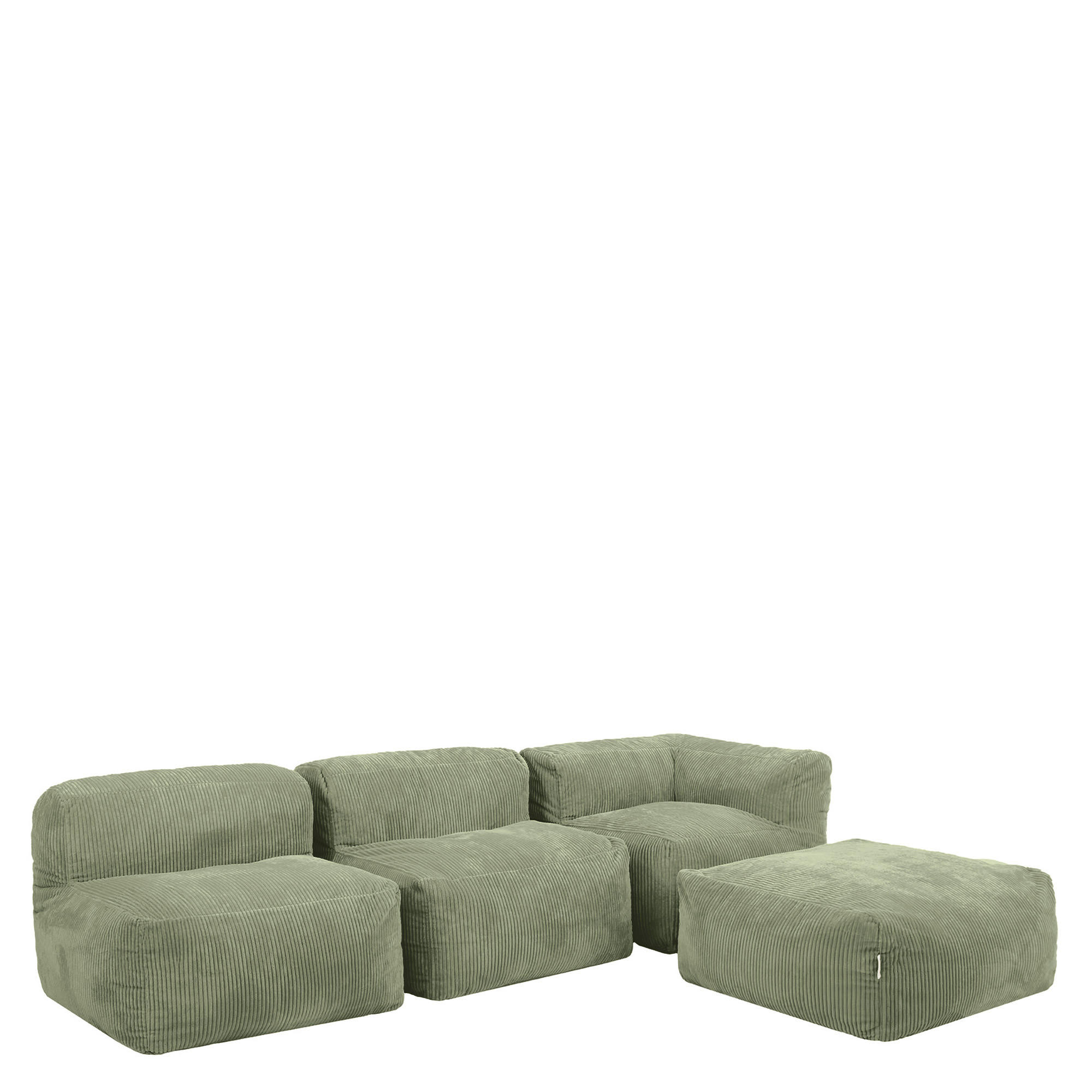 SITZSACK-SOFA 3-tlg. ZEN: Ecksessel, 2 Sessel - Grün, Textil (290/68/100cm) - icon