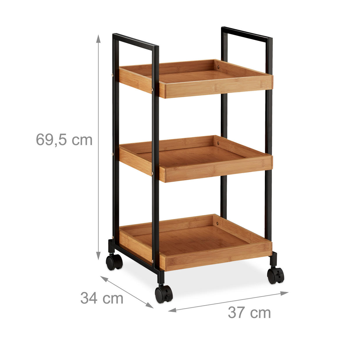 SERVIERWAGEN - Hellbraun, Holz/Textil (37/69.5/34cm) - Relaxdays