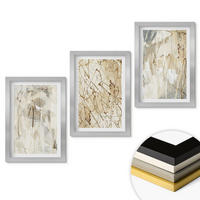WANDBILDER 3er Set - 20x30 cm Silberner Rahmen - Abstrakte Muster in Beige und Grau - Silberfarben, Kunststoff (20/30cm) - ArtPrintCave