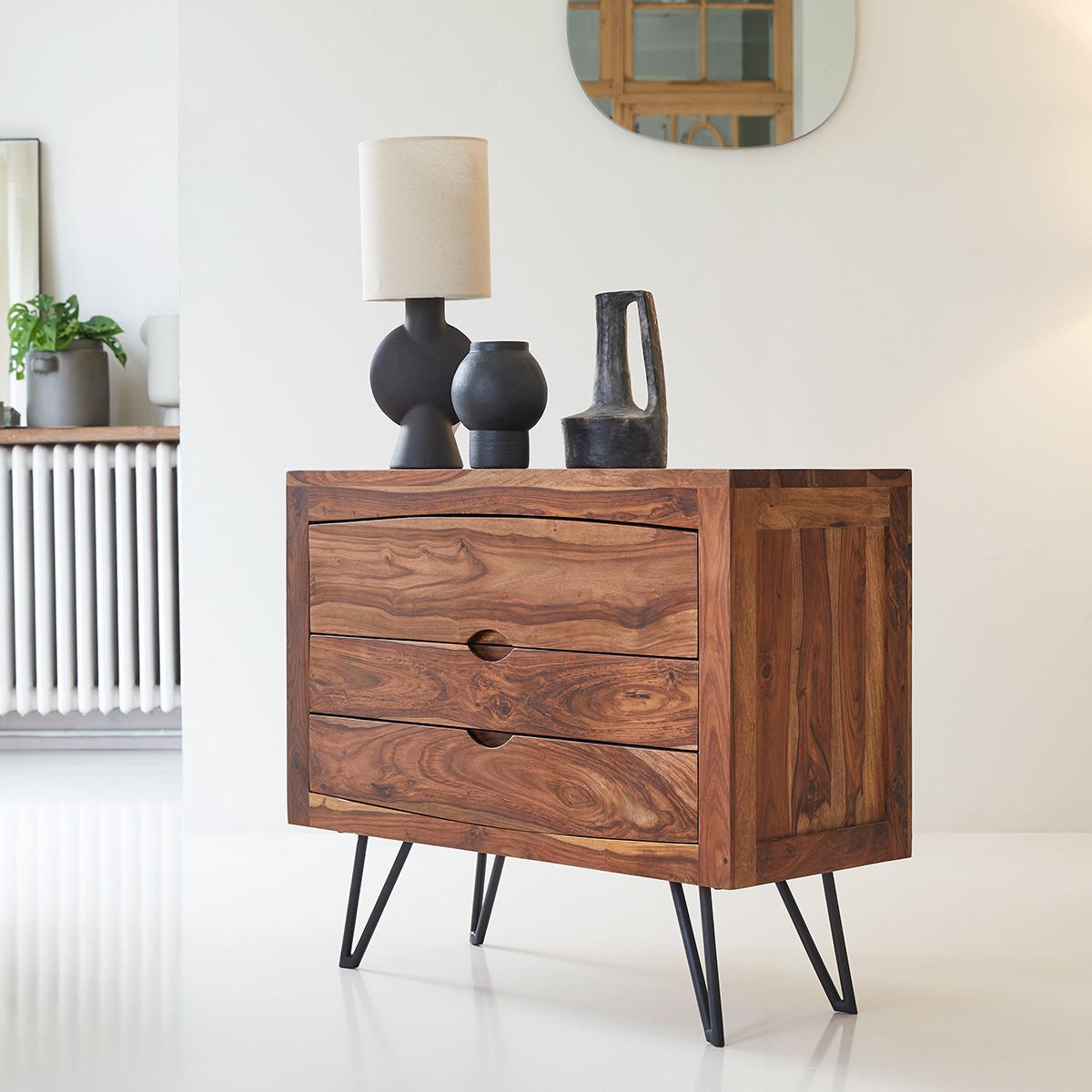 KOMMODE Bonnie Braun aus Palisander - Braun, Holz (90/77/40cm) - Tikamoon