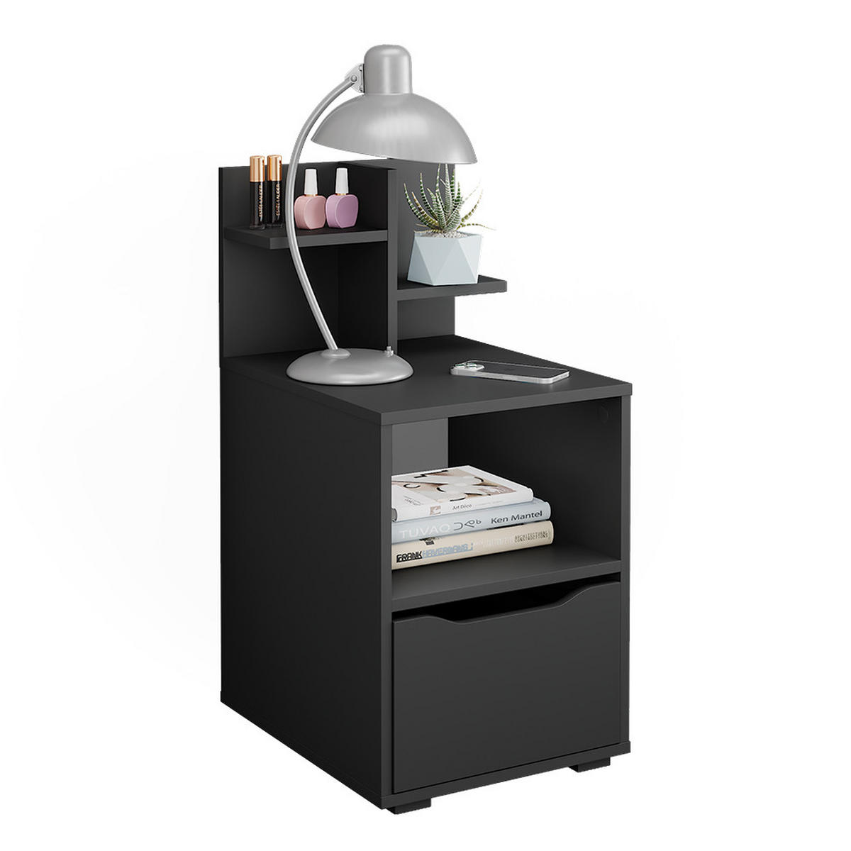 NACHTTISCH Ruben Anthrazit 40 x 82.2 cm mit Schublade - Anthrazit, Holzwerkstoff (40/82.2/48cm) - Vicco