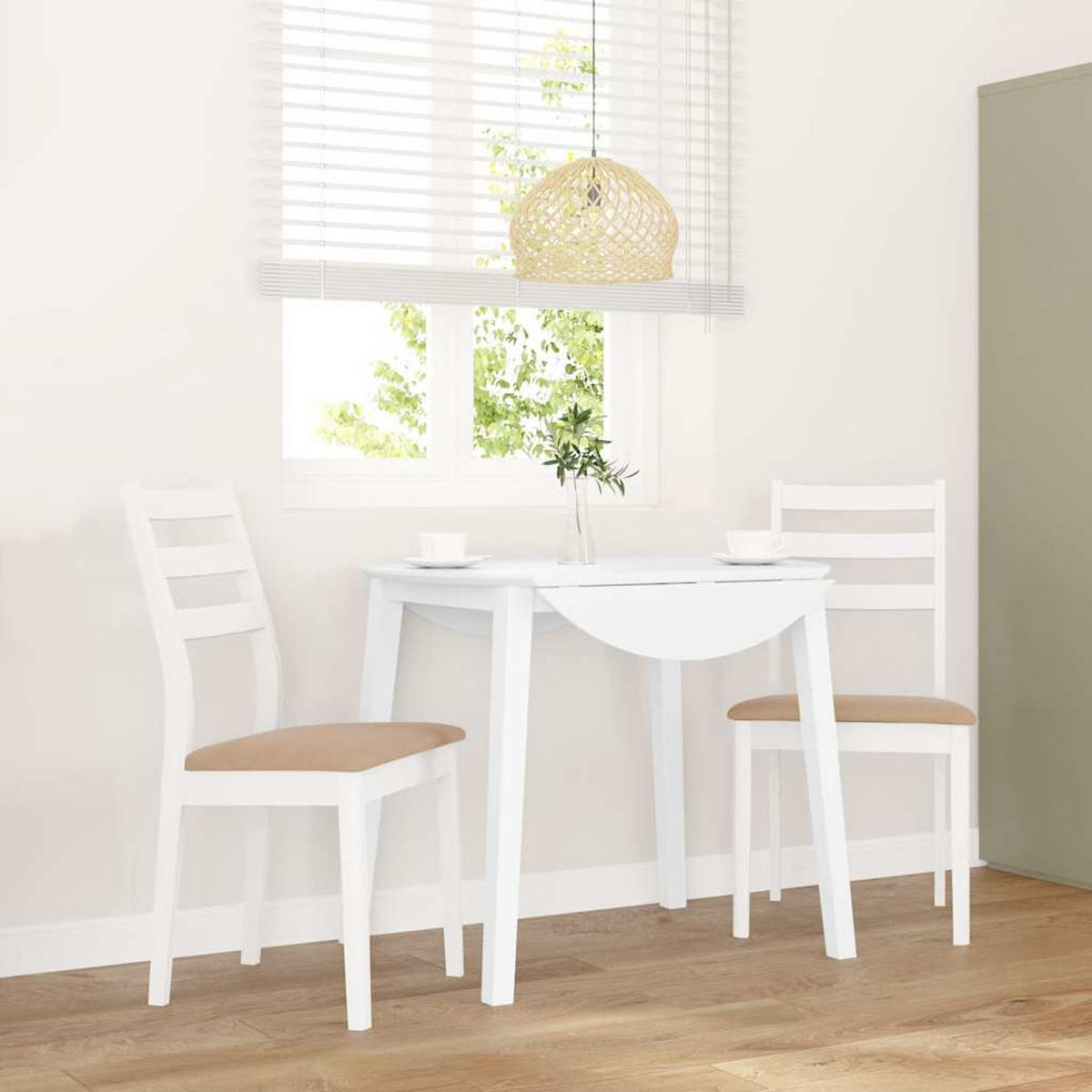 ESSZIMMERSTÜHLE mit Kissen 2 Stk. Weiß Massivholz Gummibaum 48.5*49*90cm - Weiß/Braun, Holz (48.5/90/49cm) - ZMH