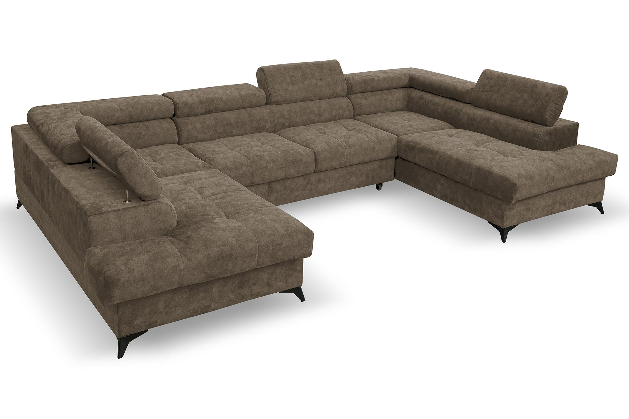 WOHNLANDSCHAFT Palermo in U-Form, braun, Stoff Sally, mit Schlaffunktion und zwei Bettkästen, 345 x 202 cm - Braun, Kunststoff (345/87/202cm) - Margaret Hadas24