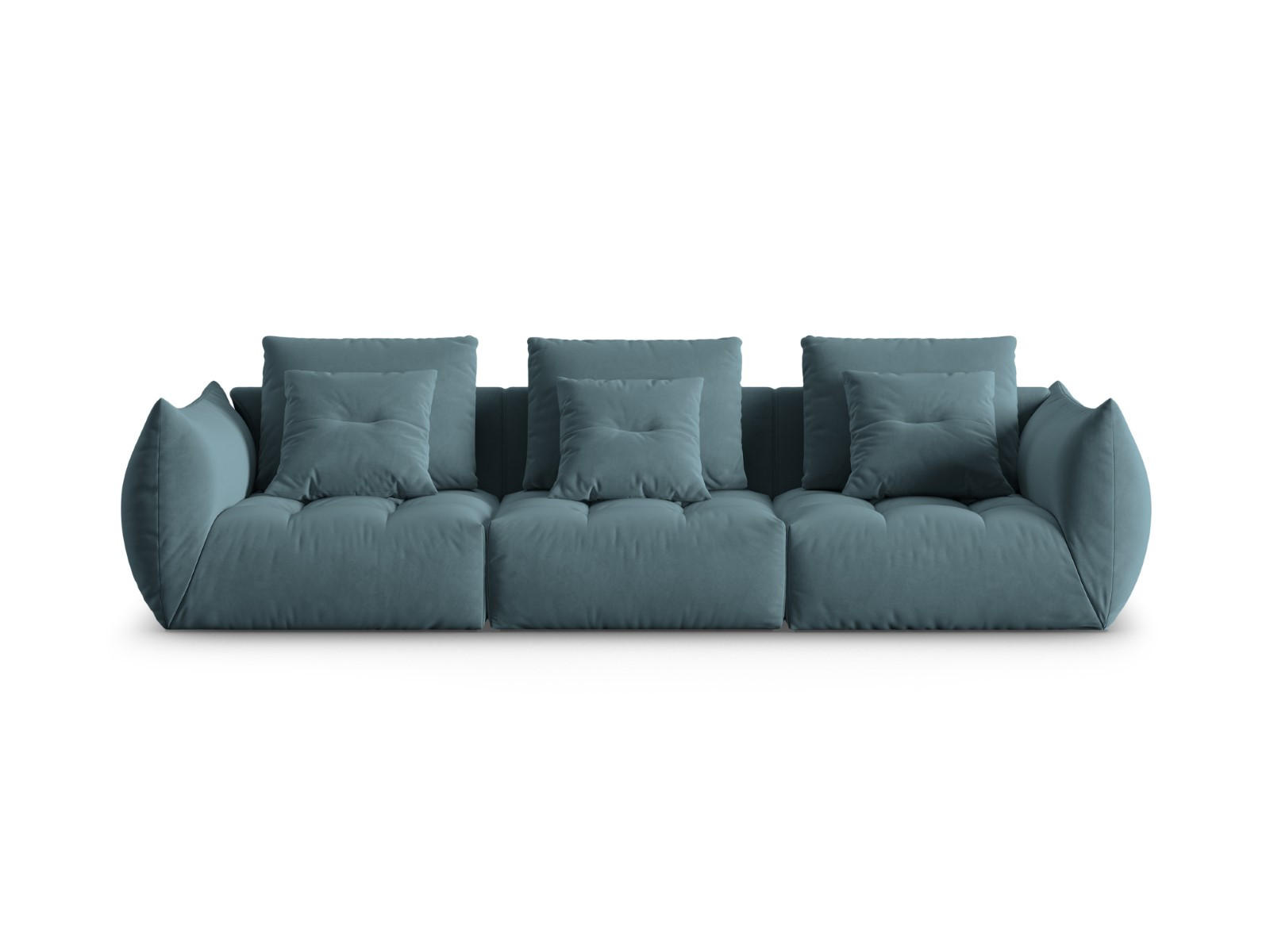 SOFA modular Bloom aus Samt pastellblau 4 Sitzplätze - Pastellblau, Textil (332/95/106cm) - Micadoni