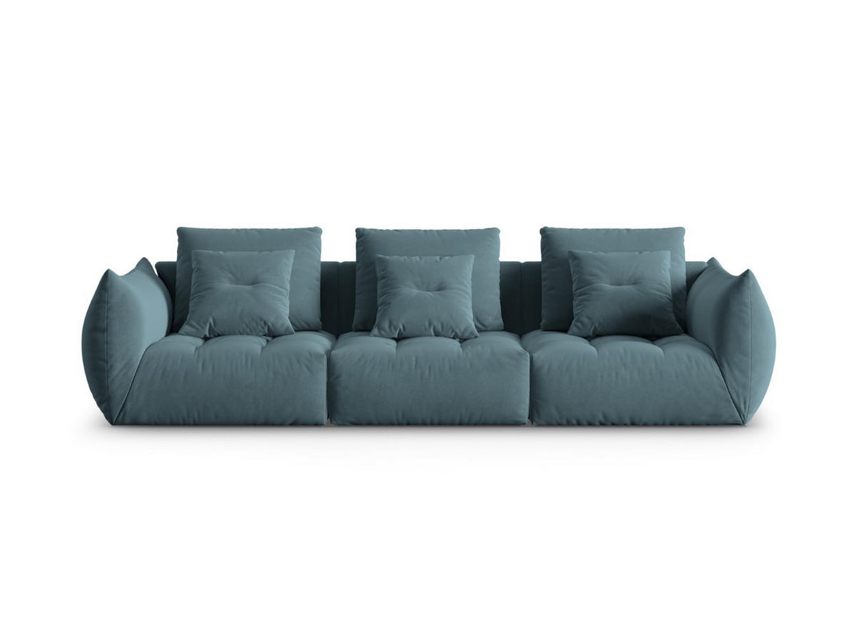 SOFA modular Bloom aus Samt pastellblau 4 Sitzplätze - Pastellblau, Textil (332/95/106cm) - Micadoni