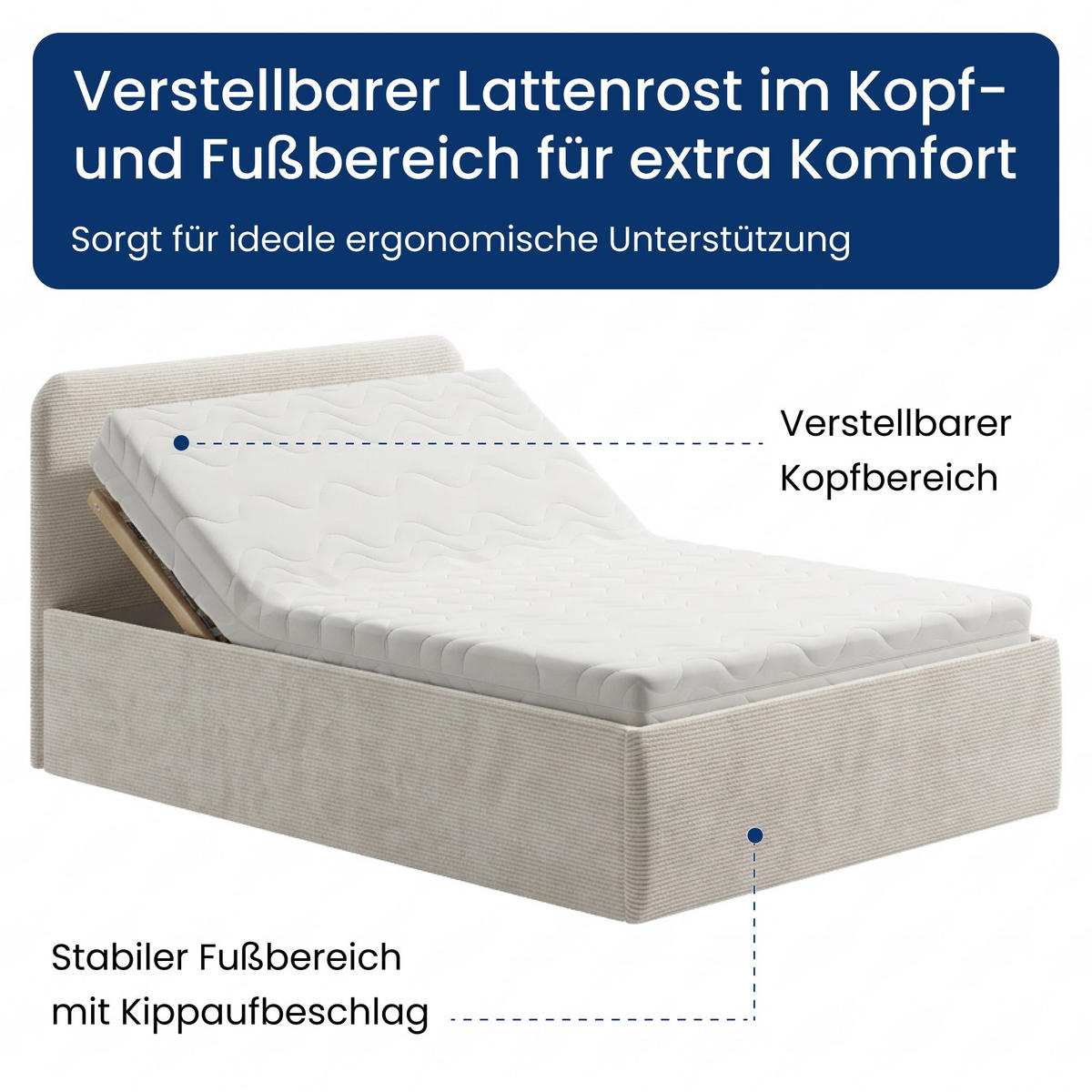 POSLTERBETT mit Bonnell-Matratze 140x200 cm in Hellbeige - Beige, Holzwerkstoff/Textil (140/200cm) - Home Collective
