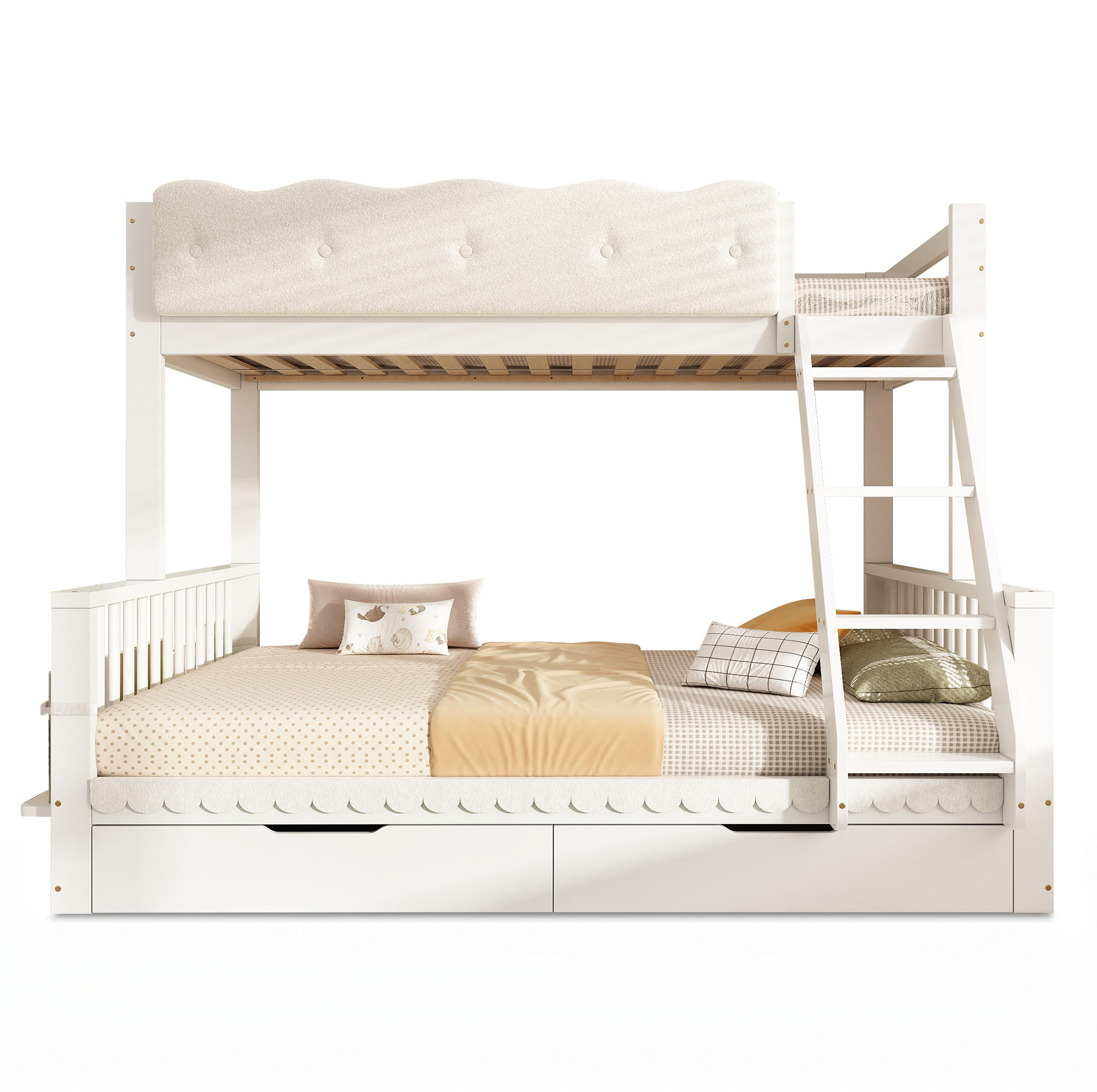 ETAGENBETT 90/200 cm und 140/200 cm Weiß mit Schubladen ohne Matratze - Weiß, Holz (140/200cm) - MIVRAY