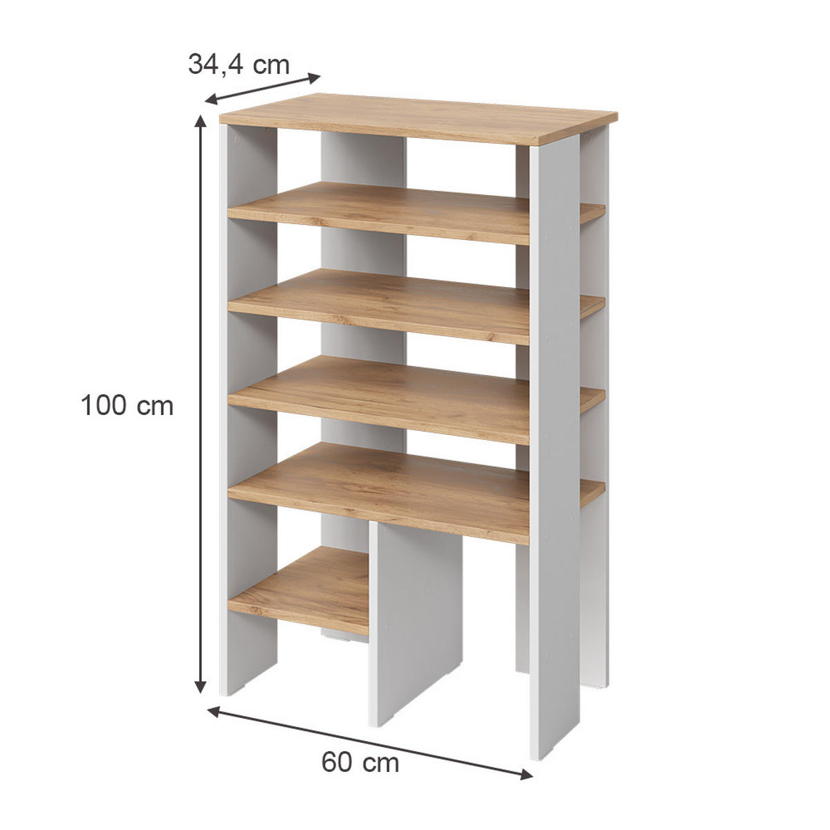 BOTNÍK Marlon Bílý/zlatý dub - bílá/medově dubová, kompozitní dřevo (60/100/34.4cm) - Vicco