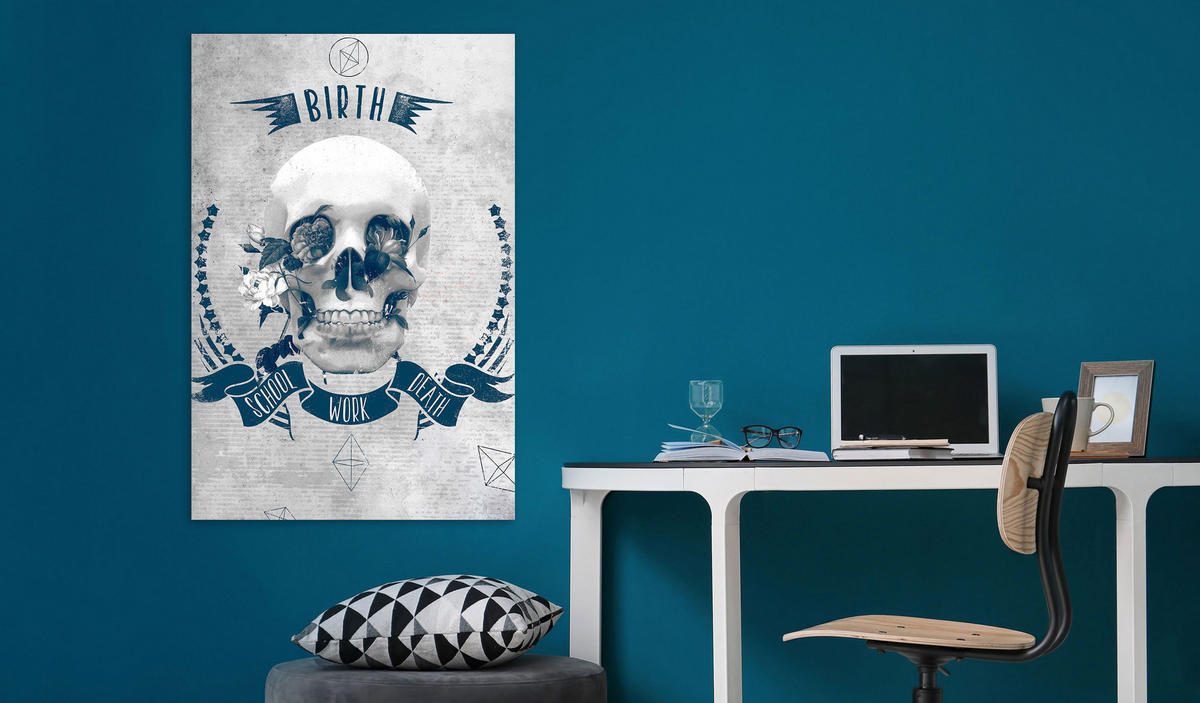 KUNSTDRUCK Grau 40/60 cm - Blau/Grau, Textil (40/60cm) - KUNSTLOFT