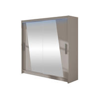KLEIDERSCHRANK London XIV, mit RGB LED Beleuchtung - Kaschmir/Silberfarben, Holzwerkstoff/Kunststoff (180/215/58cm) - MIRJAN24